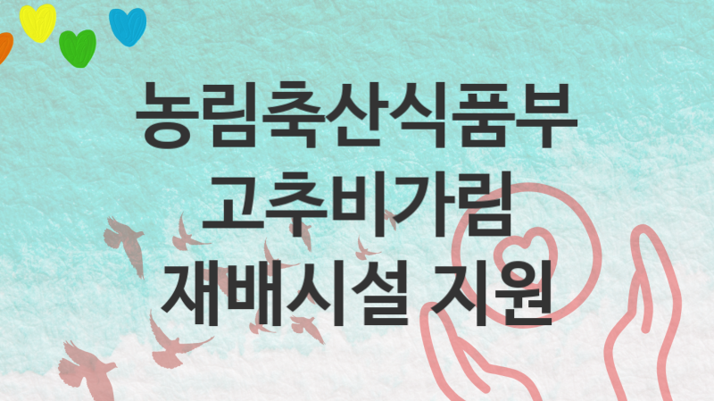 농림축산식품부 “고추비가림 재배시설 지원” 복지 지원혜택 신청방법