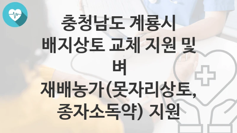 충청남도 계룡시
배지상토 교체 지원 및 벼 재배농가(못자리상토, 종자소독약) 지원