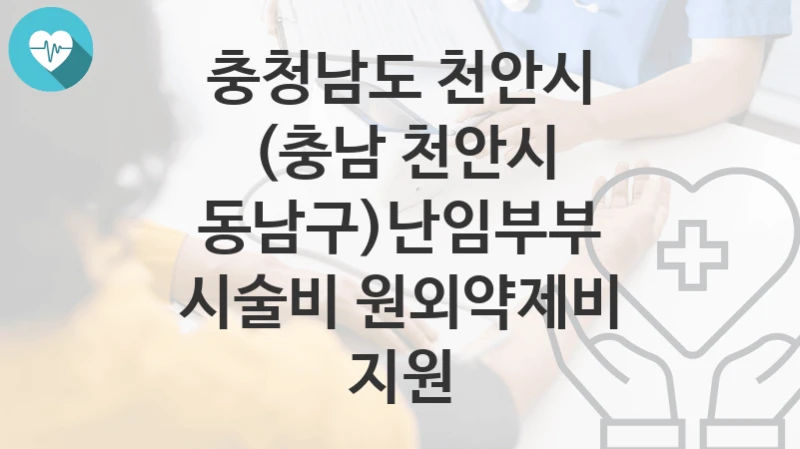충청남도 천안시
(충남 천안시 동남구)난임부부 시술비 원외약제비 지원